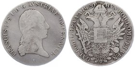 Franz I. 1806 - 1835
 Taler 1820 A Wien. 27,70g. Fr. 150. Hsp. s/ss