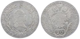 Franz I. 1806 - 1835
 20 Kreuzer 1806 C Prag. 6,68g. Fr. 272 vz