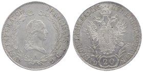 Franz I. 1806 - 1835
 20 Kreuzer 1823 A Wien. 6,76g. Fr. 342 vz/stgl