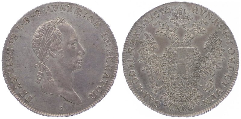 Franz I. 1806 - 1835
 1/2 Taler 1825 A Wien. 14,07g. Fr. 352 vz