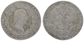 Franz I. 1806 - 1835
 10 Kreuzer 1827 A Wien. 3,78g. Fr. 420 s-ss