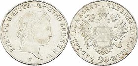 Ferdinand I. 1835 - 1848
 20 Kreuzer 1847 C Prag. 6,66g. Fr. 837 f.vz/vz