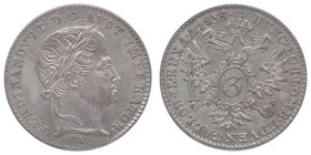 Ferdinand I. 1835 - 1848
 3 Kreuzer 1835 A Wien. 1,67g. Fr. 886 vz