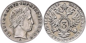 Ferdinand I. 1835 - 1848
 3 Kreuzer 1837 A Wien. 1,72g. Fr. 890 vz