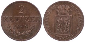 Ferdinand I. 1835 - 1848
 2 Kreuzer 1848 A Wien. 17,44g. Fr. 1072 stgl