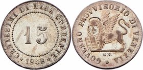 Ferdinand I. 1835 - 1848
 15 Centesimi 1848 Z.V Venedig. 1,62g. Fr. 1084 ss