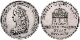 Franz Joseph I. 1848 - 1916
 Ag - Jeton 1867 A auf die Krönung der Kaiserin zur ungarischen König in Budapest, 23,5 mm. Wien. 5,50g. Fr. III. 3. b. v...
