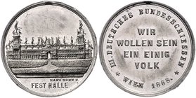Franz Joseph I. 1848 - 1916
 Schützenmedaille - Zinn 1868 Schützenpreis auf das III. Deutsche Bundesschießen in Wien, von Hans Denk, Dm 25 mm. Wien. ...