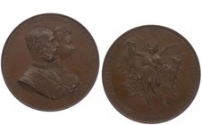 Franz Joseph I. 1848 - 1916
 Br - Medaille 1881 zur Vermählung mit Prinzessin Stephanie von Belgien. Doppeltes Bb. r. / Schwebender Hymen, von J. Tau...