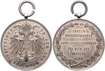 Franz Joseph I. 1848 - 1916
 Schützenmedaille - Ag 1883 Schützenpreis des I. Österreichischen Bundesschießens des Kapselschützenbundes Wien und Umgeb...