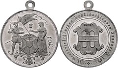 Franz Joseph I. 1848 - 1916
 Schützenmedaille - Zinn 1885 Schützenpreis auf das II. Österr. Bundesschießen in Innsbruck, Dm. 37 mm, mit original Öse....