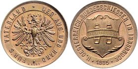 Franz Joseph I. 1848 - 1916
 Schützenmedaille - Br 1885 Schützenpreis auf das II. Österreichische Bundesschießen in Innsbruck, von A. Norz, Dm 20 mm....