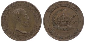 Franz Joseph I. 1848 - 1916
 Br - Medaille 1889 auf den Tod von Kronprinz Rudolph am 30. Januar. Dessen Kopf r. mit Bart. Rs: Kissen mit Krone, Palmz...