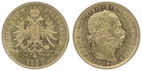 Franz Joseph I. 1848 - 1916
 8 Gulden 1890 Wien. Fr. 1324 vz