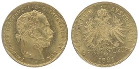 Franz Joseph I. 1848 - 1916
 8 Gulden 1891 Wien. Fr. 1325 vz