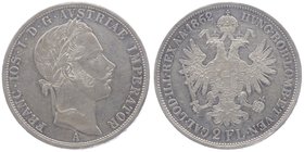 Franz Joseph I. 1848 - 1916
 2 Gulden 1862 A Wien. Fr. 1360 vz