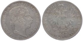 Franz Joseph I. 1848 - 1916
 2 Gulden 1870 A Wien. 24,68g. Fr. 1368 ss+