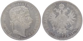 Franz Joseph I. 1848 - 1916
 2 Gulden 1871 A Wien. 24,62g. Fr. 1369 f.vz/vz