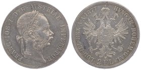 Franz Joseph I. 1848 - 1916
 2 Gulden 1877 Wien. 24,64g. Fr. 1376 ss/vz