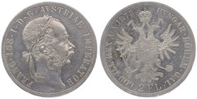 Franz Joseph I. 1848 - 1916
 2 Gulden 1878 Wien. 24,74g. Fr. 1377 f.vz