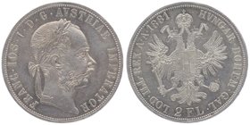 Franz Joseph I. 1848 - 1916
 2 Gulden 1881 Wien. 24,76g. Fr. 1380 f.vz/vz