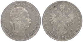 Franz Joseph I. 1848 - 1916
 2 Gulden 1886 Wien. 24,72g. Fr. 1385 vz