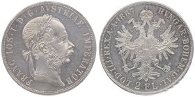 Franz Joseph I. 1848 - 1916
 2 Gulden 1887 Wien. 24,72g. Fr. 1386 vz+