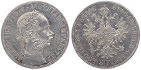 Franz Joseph I. 1848 - 1916
 2 Gulden 1892 Wien. 24,68g. Fr. 1391. win. Kratzer im Avers ss/vz