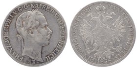 Franz Joseph I. 1848 - 1916
 Vereinstaler 1858 B Kremnitz. 18,44g. Fr. 1397 f.ss/ss