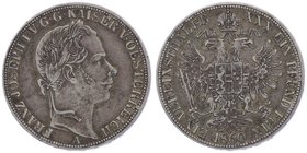 Franz Joseph I. 1848 - 1916
 Vereinstaler 1860 A Wien. 18,46g. Fr. 1405 ss