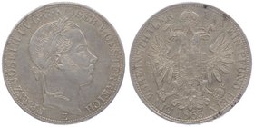 Franz Joseph I. 1848 - 1916
 Vereinstaler 1863 E Karlsburg. 18,40g. Fr. 1416 ss/ss+