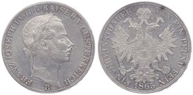 Franz Joseph I. 1848 - 1916
 Vereinstaler 1865 B Kremnitz. 18,50g. Fr. 1423 vz
