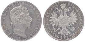 Franz Joseph I. 1848 - 1916
 Gulden 1857 A Wien. 12,34g. Fr. 1442 vz/stgl