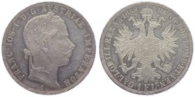 Franz Joseph I. 1848 - 1916
 Gulden 1858 A Wien. 12,36g. Fr. 1446 stgl