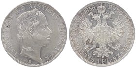 Franz Joseph I. 1848 - 1916
 Gulden 1858 A Wien. 12,36g. Fr. 1446 vz/stgl
