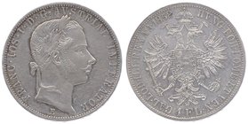 Franz Joseph I. 1848 - 1916
 Gulden 1858 E Karlsburg. 12,32g. Fr. 1448 ss+