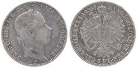 Franz Joseph I. 1848 - 1916
 Gulden 1859 M Mailand. 12,20g. Fr. 1454 ss