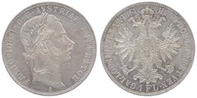 Franz Joseph I. 1848 - 1916
 Gulden 1861 A Wien. 12,32g. Fr. 1460 vz