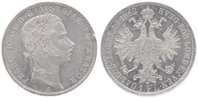 Franz Joseph I. 1848 - 1916
 Gulden 1862 A Wien. 12,36g. Fr. 1464. win. Rf. f.vz/vz