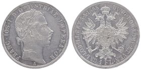 Franz Joseph I. 1848 - 1916
 Gulden 1863 A Wien. 12,48g. Fr. 1468 vz