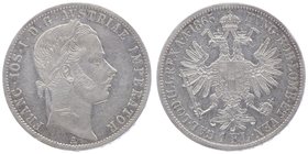 Franz Joseph I. 1848 - 1916
 Gulden 1865 A Wien. 12,30g. Fr. 1476 ss/vz