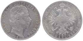 Franz Joseph I. 1848 - 1916
 Gulden 1865 E Karlsburg. 12,32g. Fr. 1478 f.vz