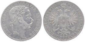 Franz Joseph I. 1848 - 1916
 Gulden 1866 B Kremnitz. 12,34g. Fr. 1481. Schläge im Avers ss/vz