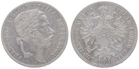 Franz Joseph I. 1848 - 1916
 Gulden 1871 A Wien. 12,29g. Fr. 1490 ss/vz