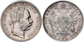 Franz Joseph I. 1848 - 1916
 Gulden 1878 Wien. 12,33g. Fr. 1498 stgl