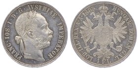 Franz Joseph I. 1848 - 1916
 Gulden 1885 Wien. 12,36g. Fr. 1505 f.stgl
