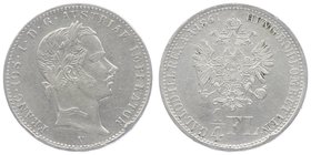 Franz Joseph I. 1848 - 1916
 1/4 Gulden 1861 V Venedig. 5,30g. Fr. 1536. min. Rf. ss/vz