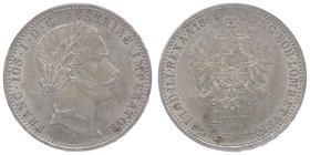 Franz Joseph I. 1848 - 1916
 1/4 Gulden 1864 A Wien. 5,40g. Fr. 1543 vz
