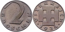 1. Republik 1918 - 1933 - 1938
 2 Groschen 1934 Wien stgl
