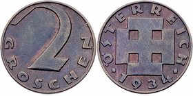 1. Republik 1918 - 1933 - 1938
 2 Groschen 1924 Wien vz/stgl